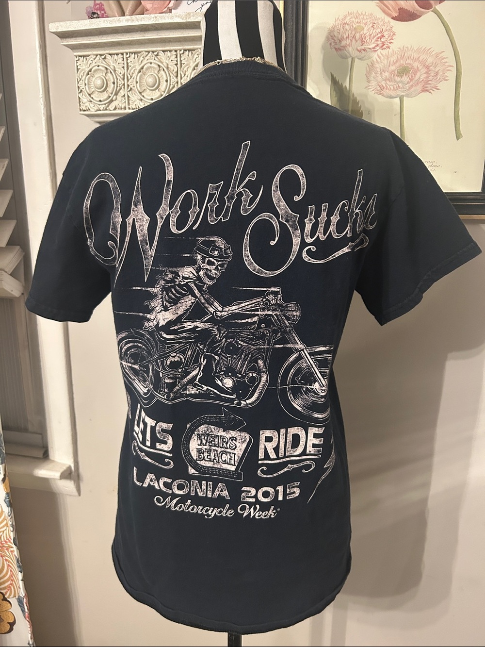 2015 Laconia Men's black 'Work Sucks' Graphic Tee - Motorcycle Week Laconia NH